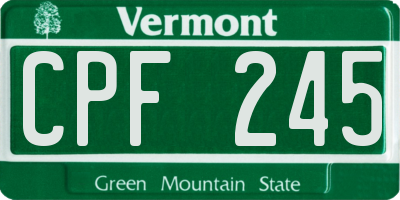 VT license plate CPF245