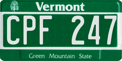 VT license plate CPF247
