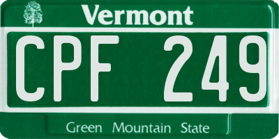 VT license plate CPF249