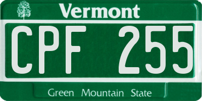 VT license plate CPF255