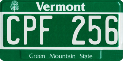 VT license plate CPF256