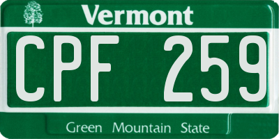 VT license plate CPF259