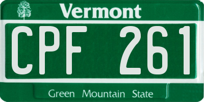 VT license plate CPF261
