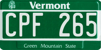 VT license plate CPF265