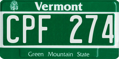 VT license plate CPF274