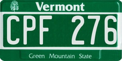 VT license plate CPF276