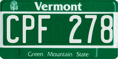 VT license plate CPF278