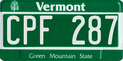 VT license plate CPF287