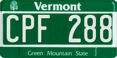 VT license plate CPF288