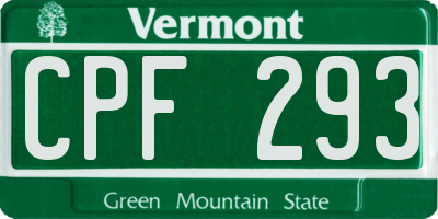 VT license plate CPF293