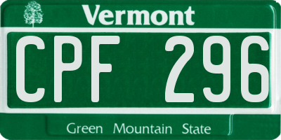 VT license plate CPF296