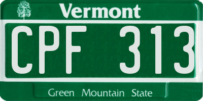 VT license plate CPF313