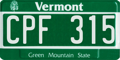 VT license plate CPF315