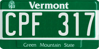 VT license plate CPF317