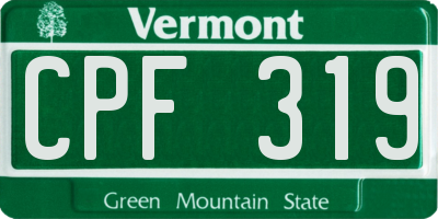 VT license plate CPF319