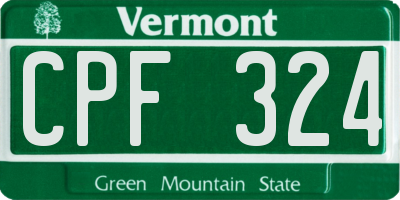 VT license plate CPF324