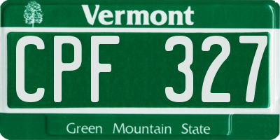 VT license plate CPF327