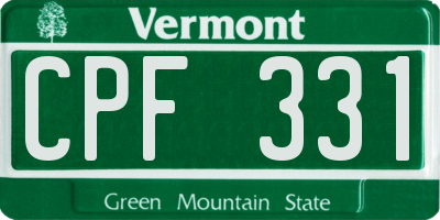 VT license plate CPF331