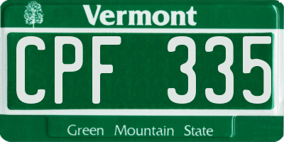 VT license plate CPF335