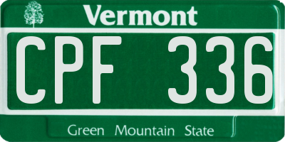 VT license plate CPF336
