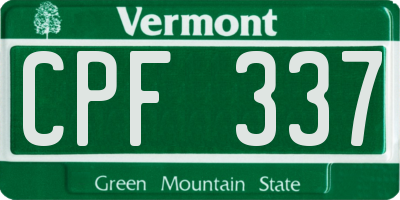 VT license plate CPF337