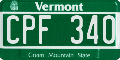 VT license plate CPF340