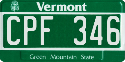 VT license plate CPF346
