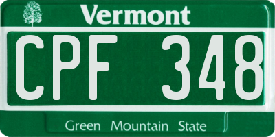 VT license plate CPF348