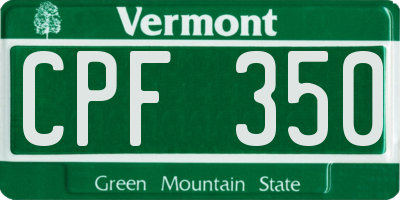 VT license plate CPF350