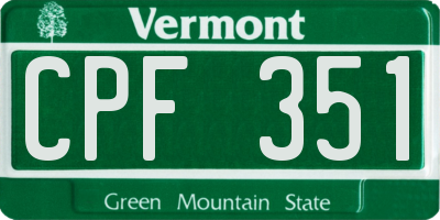 VT license plate CPF351