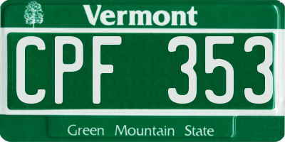 VT license plate CPF353