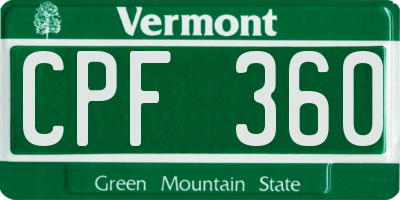 VT license plate CPF360