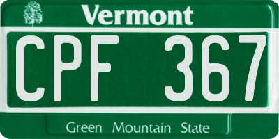 VT license plate CPF367