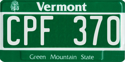 VT license plate CPF370