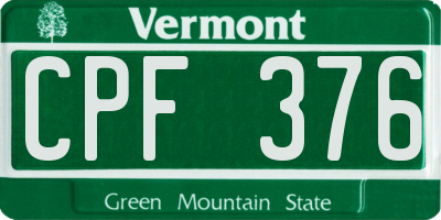 VT license plate CPF376