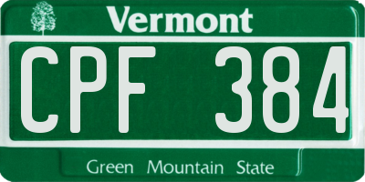 VT license plate CPF384