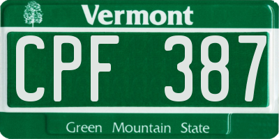 VT license plate CPF387