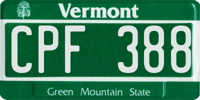VT license plate CPF388