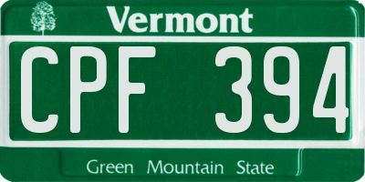 VT license plate CPF394