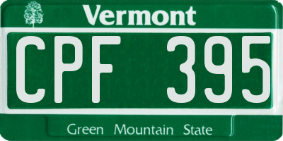 VT license plate CPF395