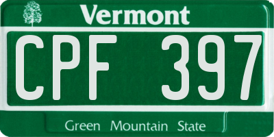 VT license plate CPF397