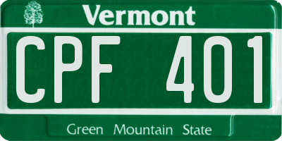 VT license plate CPF401