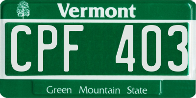 VT license plate CPF403