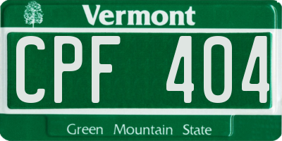 VT license plate CPF404