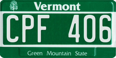 VT license plate CPF406
