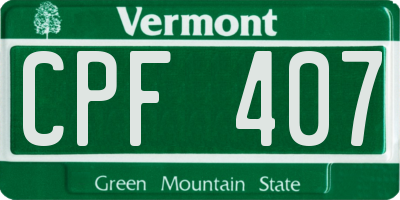 VT license plate CPF407