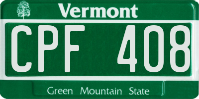 VT license plate CPF408