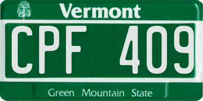 VT license plate CPF409