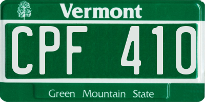 VT license plate CPF410