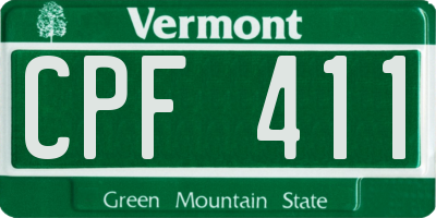 VT license plate CPF411